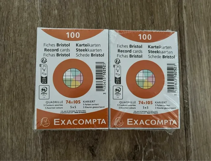 Lot de 2 packs de fiches bristols A7 Exacompta