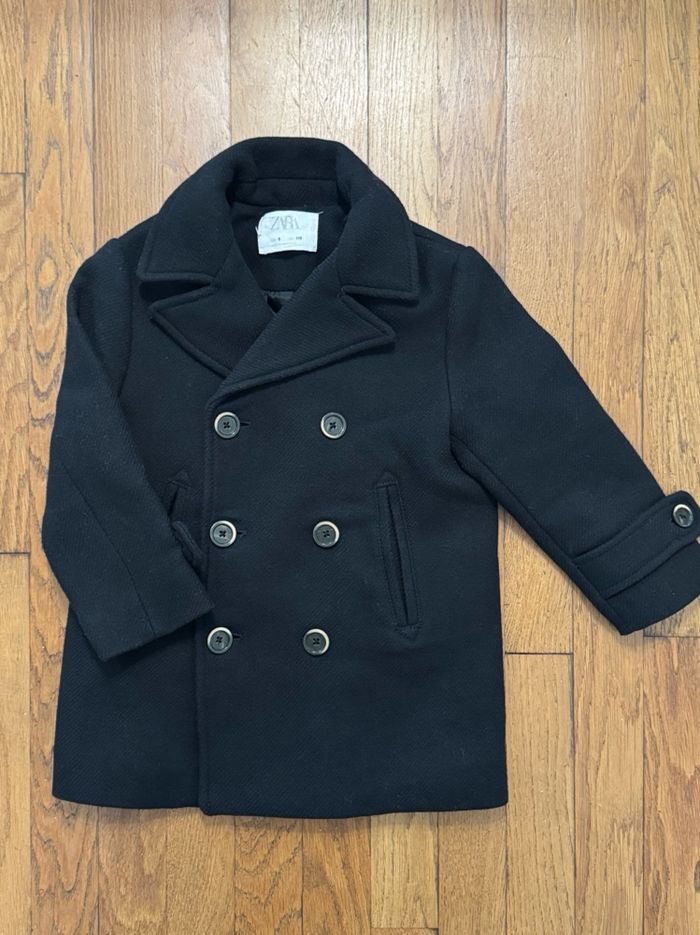 Manteau Zara Garçon Noir Laine 6 ans 116 cm TBE