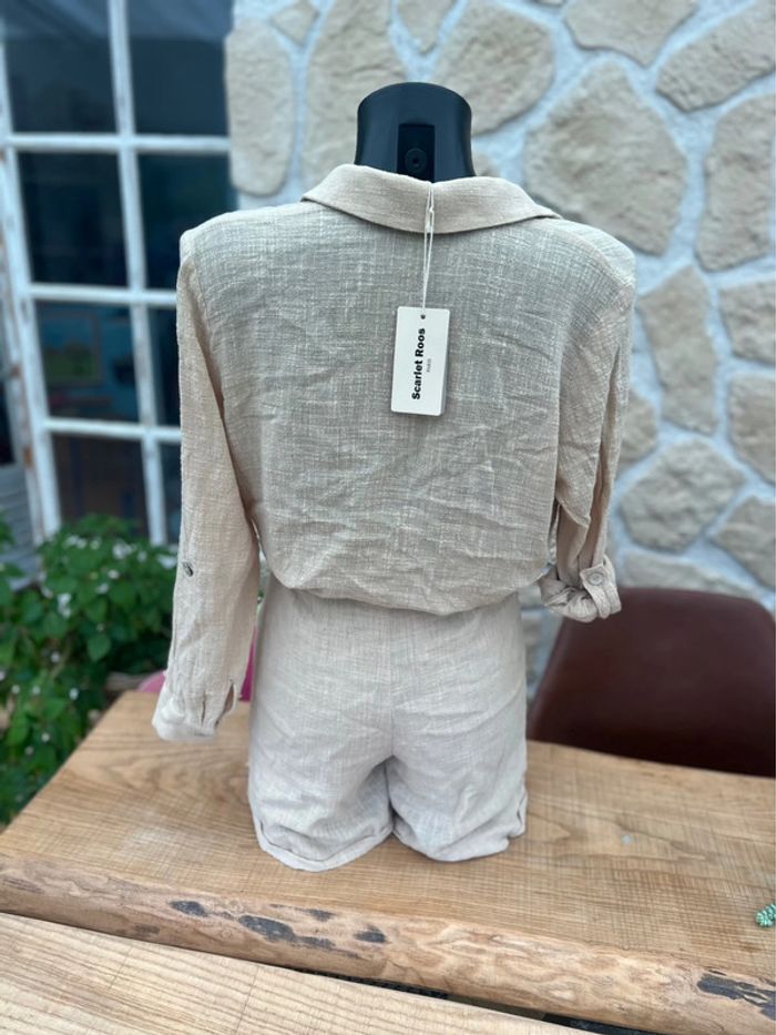 Combinaison short Combishort été lin neuf étiqueté saharienne - photo numéro 7