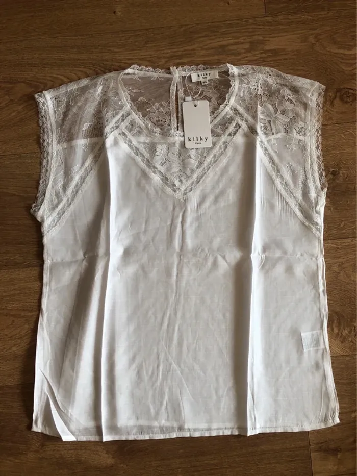 Haut été top blanc dentelle