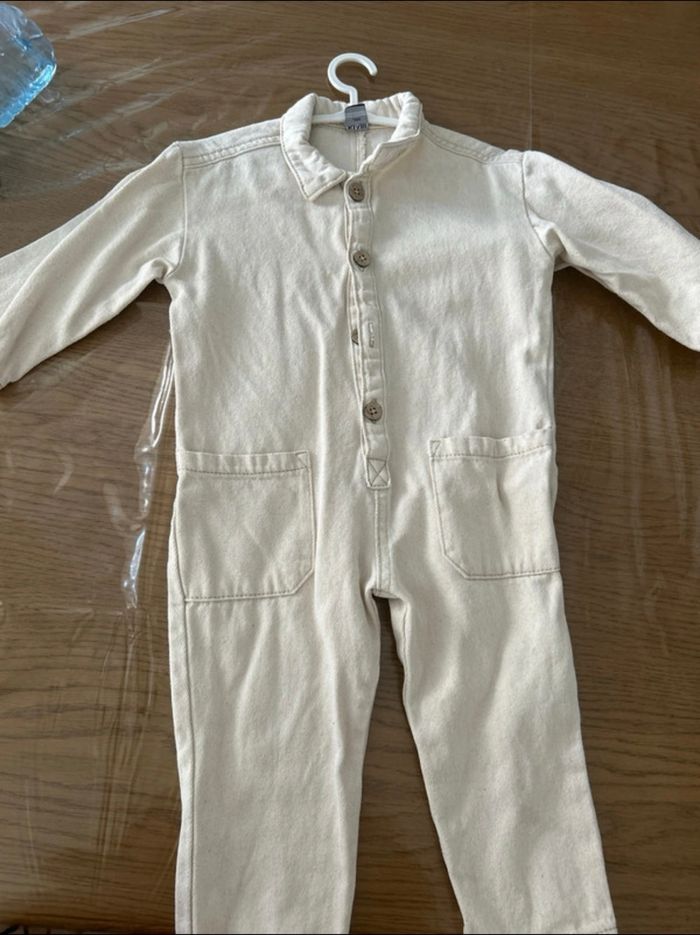 Combinaison jean effet lin beige