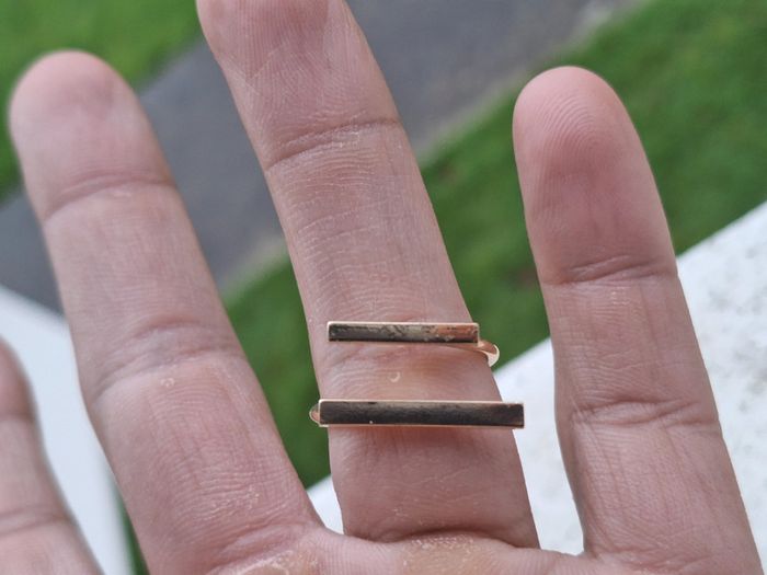 Bague Doré en acier inoxydable ajustable - Bague design barre parallèle pour femme - photo numéro 5