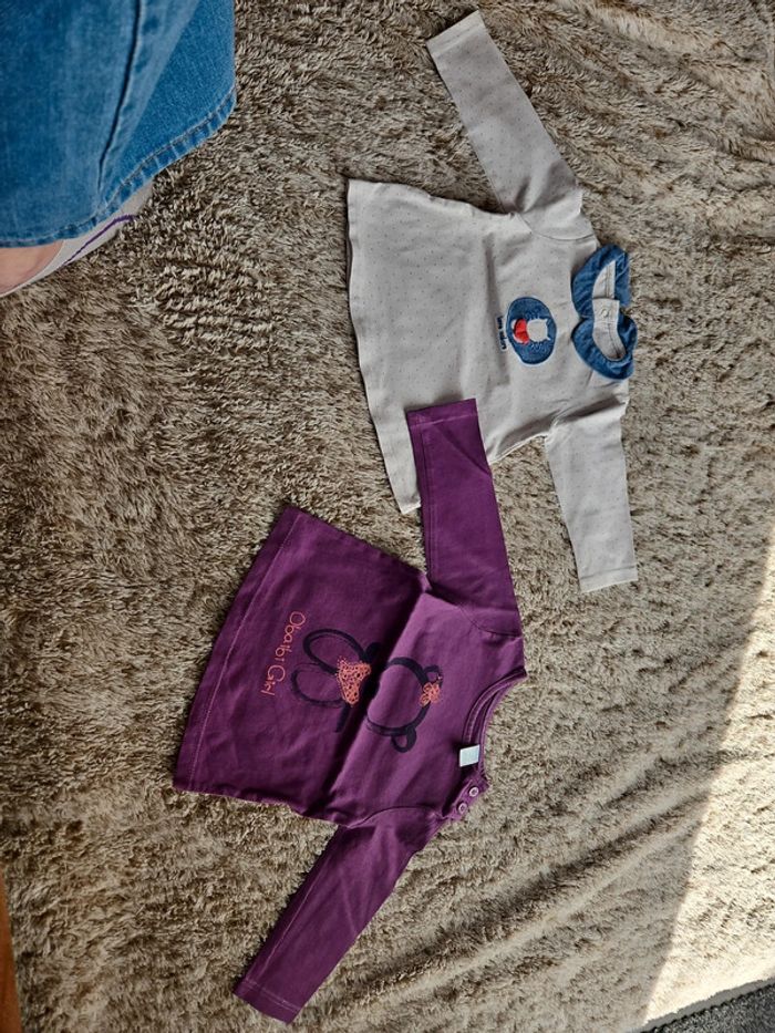 Lot tee-shirts manches longues fille 6 mois