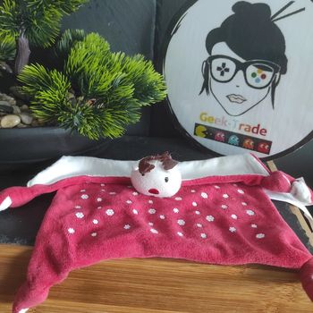 Doudou Vertbaudet Renne Rouge Etoile Flocon De Neige Pois Blanc #geektradedoudou