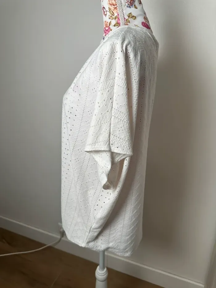 Haut ajouré blanc Promod oversize - photo numéro 3