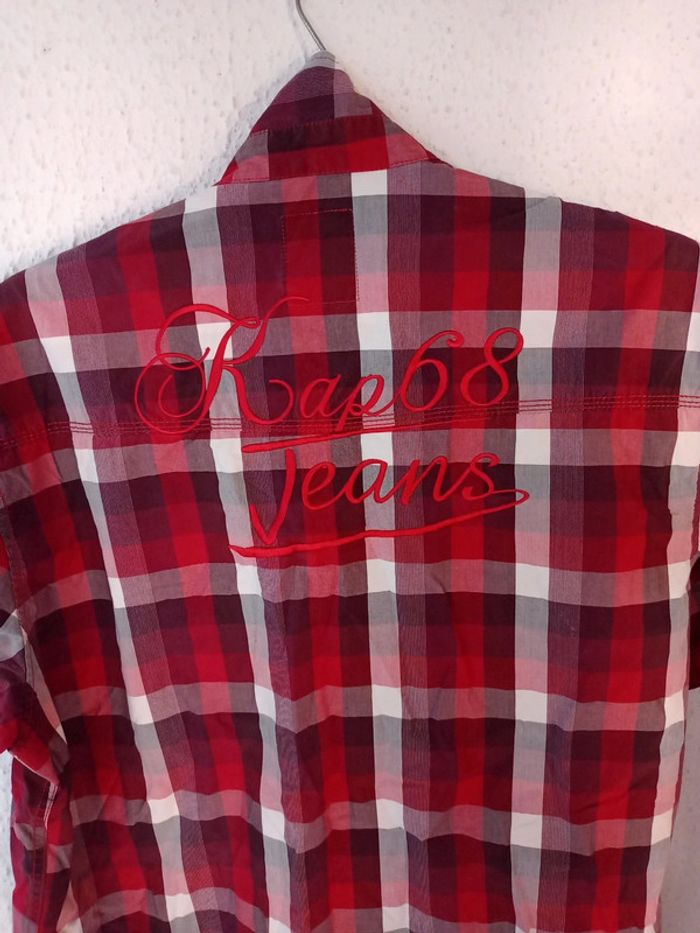 Chemise manches courtes à carreaux bordeaux - photo numéro 4
