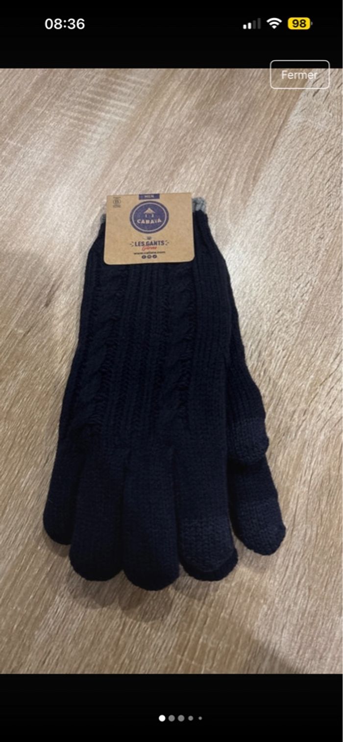 Gants doublés polaire cabaia bleu marine