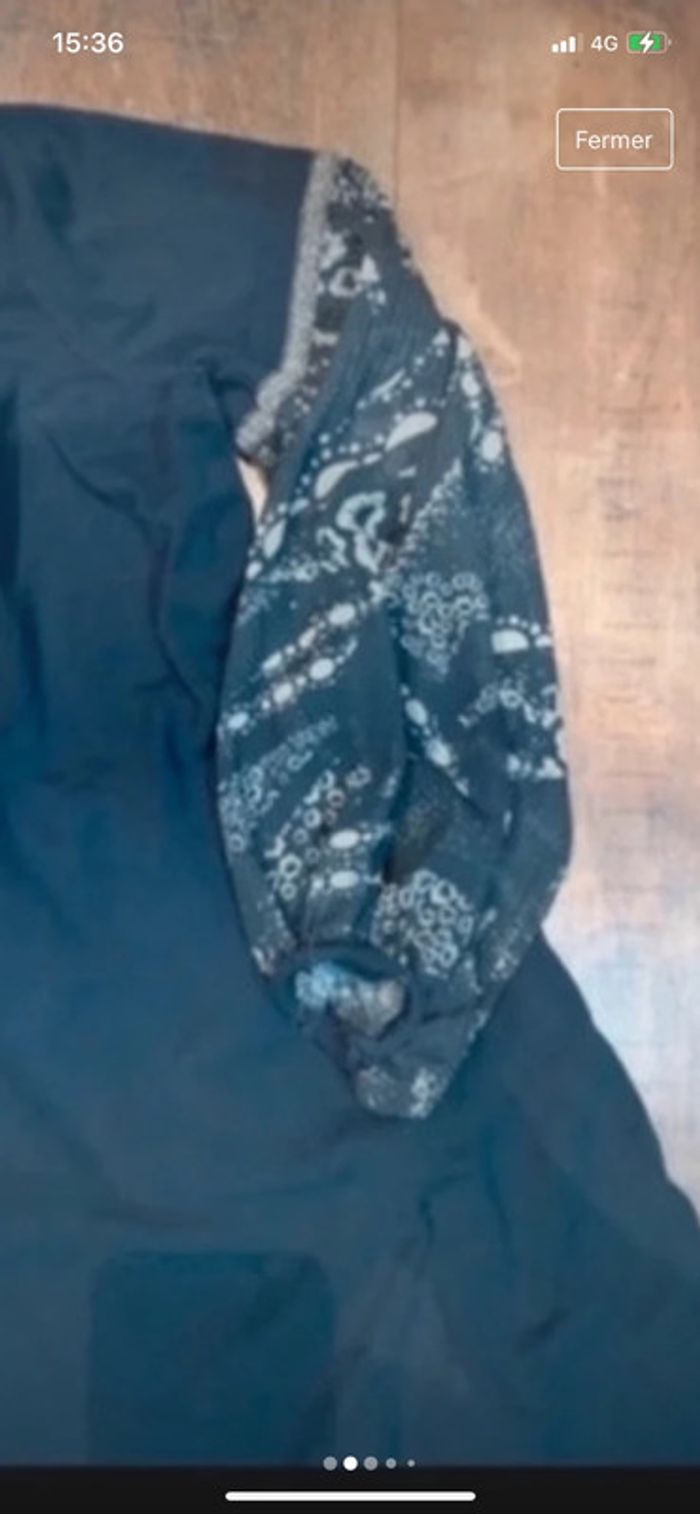 Robe bi matière voilage/ coton - photo numéro 2