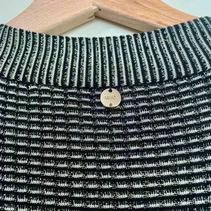 Robe pull gilet Liu Jo T.40 noir et blanc, maille stretch, col V profond chic et près du corps V025 - photo numéro 10