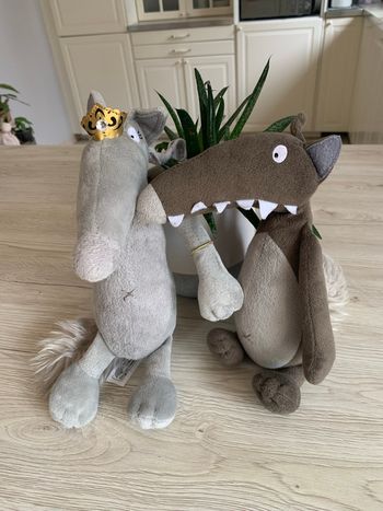 Peluches Loup et louve  Auzou gris
