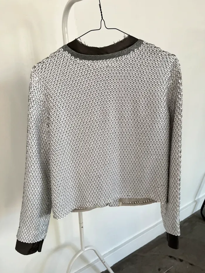 Veste couture cinétique à sequins noir et blanc Diane von Furstenberg - photo numéro 4