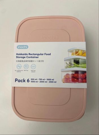 Lot de 6 – Neuf Boîtes rose de conservation rectangulaires Inochi