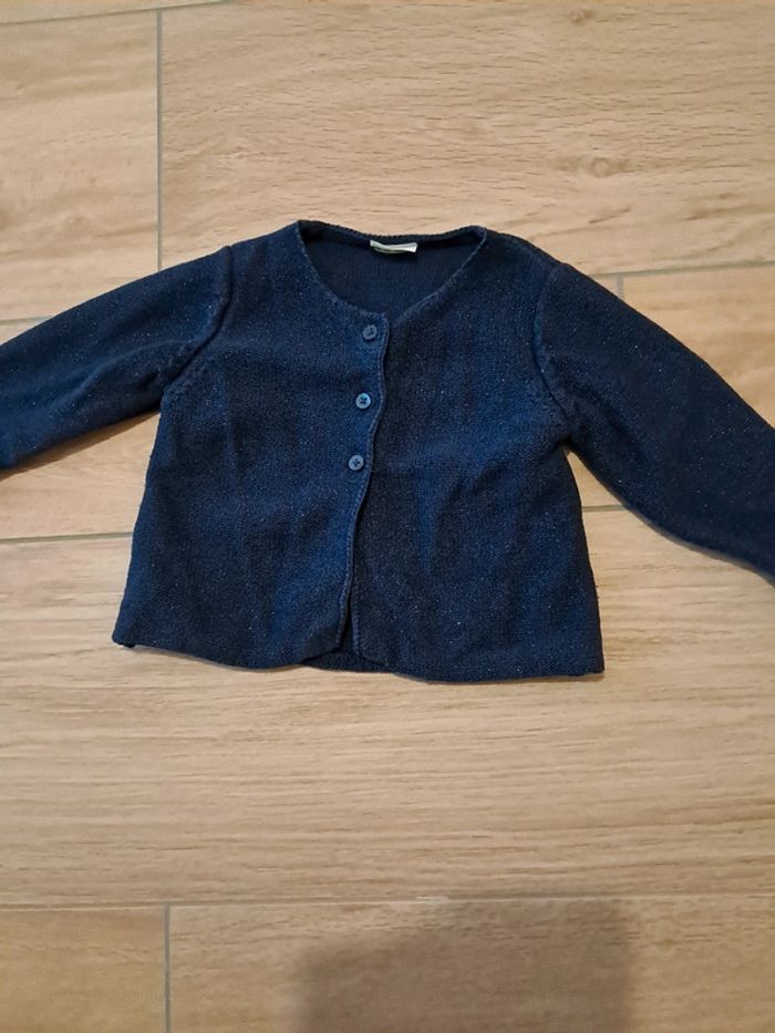 Gilet boutons paillettes bleu marine 18 mois