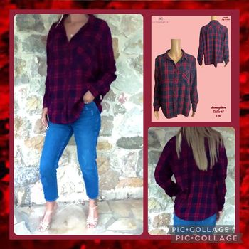 🍒 Chemise à carreaux bordeaux et marine – Atmosphère – Taille 46 SOLDÉ -20% 🍒