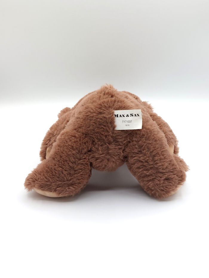 Peluche doudou ours marron beige MAX & SAX Carrefour nœud doré 26 cm TY71037 - photo numéro 4