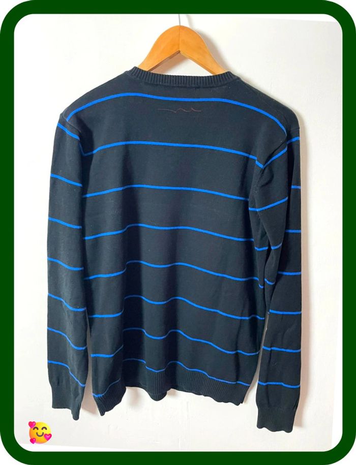 Pull Teddy Smith – Taille L – Noir avec rayures bleues – Homme - photo numéro 3