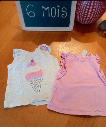 Lot de 2 t-shirt manches courtes taille 6 mois en très bon état