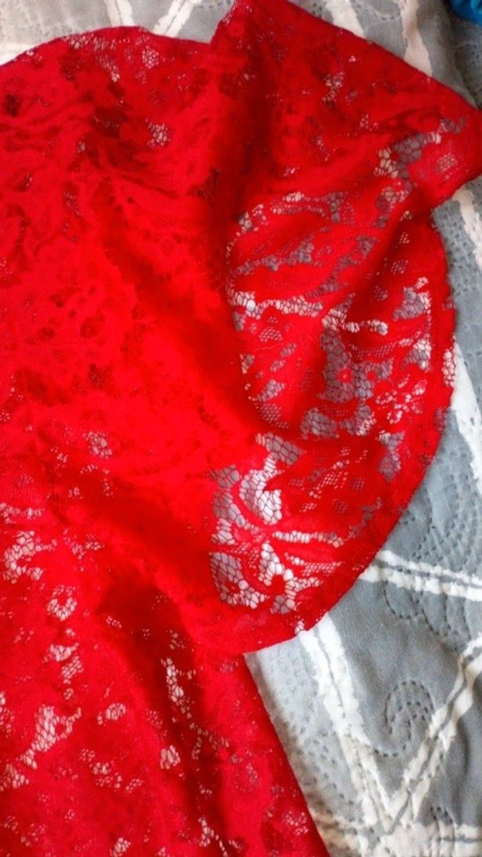 Haut en dentelle rouge motif floral femme XL camaïeu - photo numéro 10