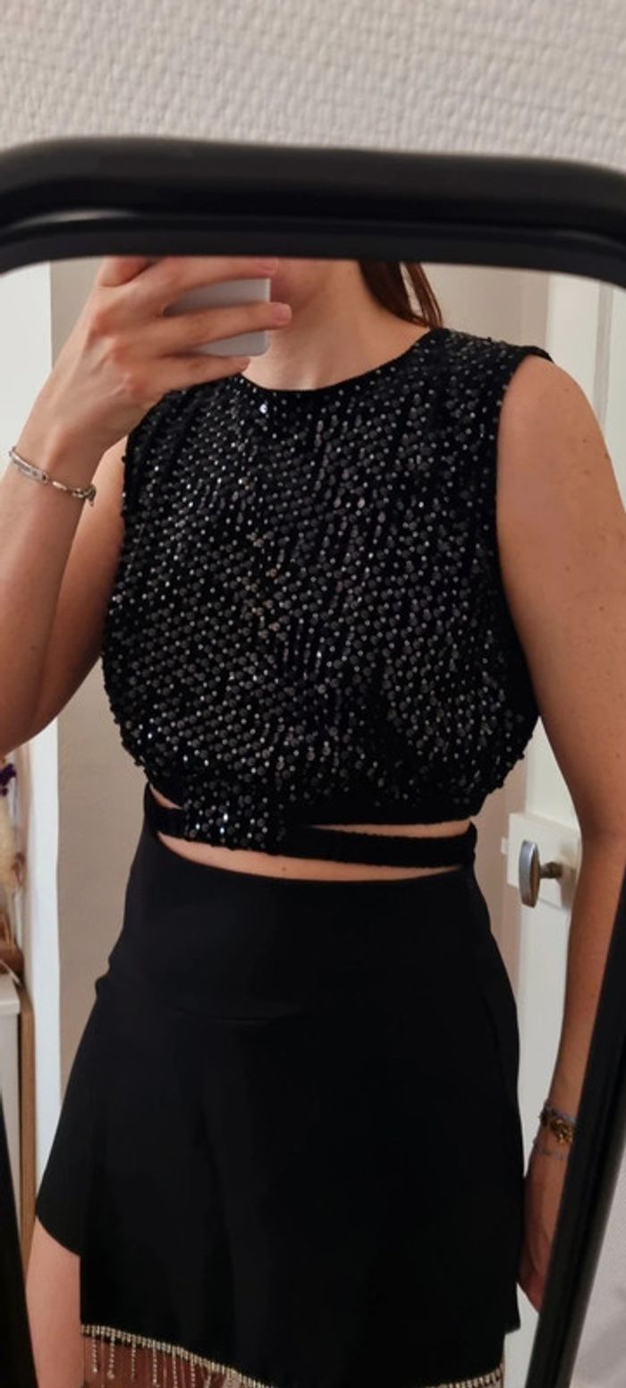Top débardeur sequins noir maje taille 3 40 neuf avec étiquette - photo numéro 9