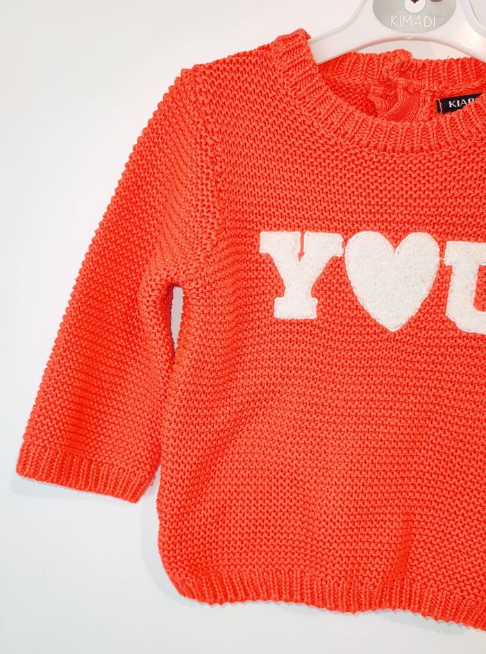 🌸 Pull en maille - Orange - Kiabi - 9 mois 🌸 - photo numéro 2