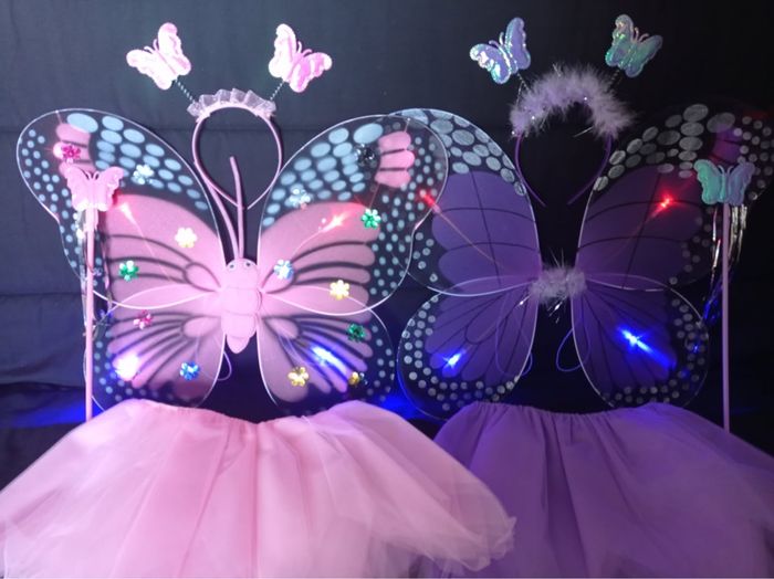 Lot déguisement papillon rose et violet à LED - photo numéro 2