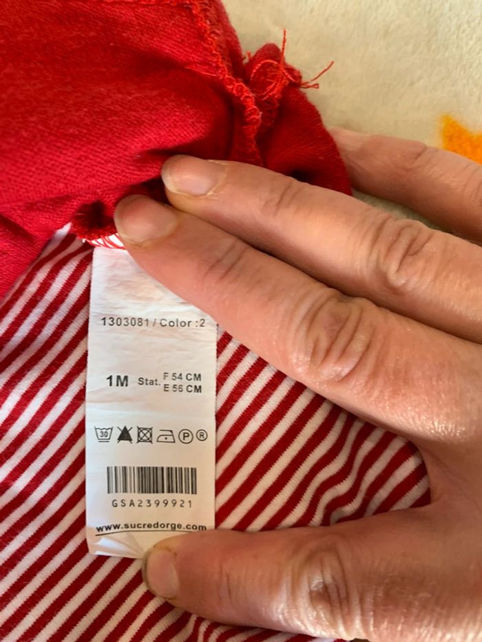Combinaison Robe Sucre d’Orge Marinière Rouge & Blanche 1M - photo numéro 5