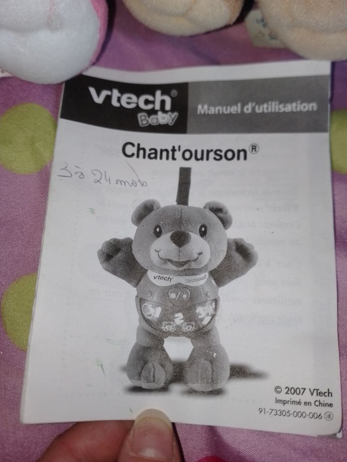 Chant ourson bleu et rose nina vtech - photo numéro 2