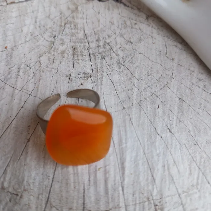 Bague vintage orangé ajustable - photo numéro 4