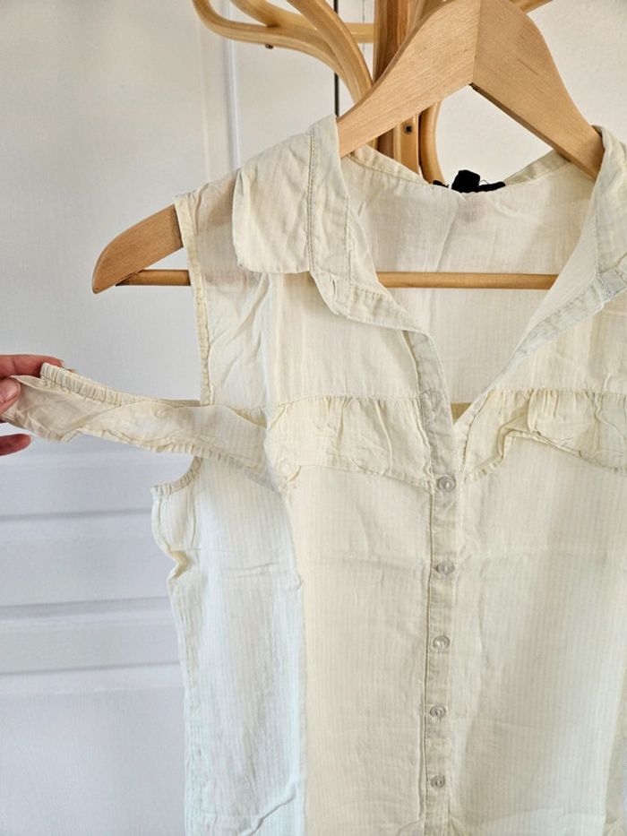 Blouse chemise jaune clair épaules dénudées taille 36 Jennyfer - photo numéro 3