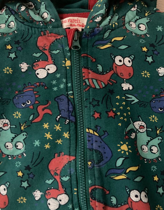 ensemble pantalon et veste zippée imprimé dinosaures rigolos taille 6 mois - photo numéro 3