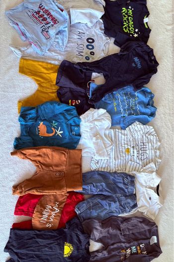 Lot de vêtements bébé garçon 1 mois (Kiabi, H&M, Dopodopo) - Environ 54 cm