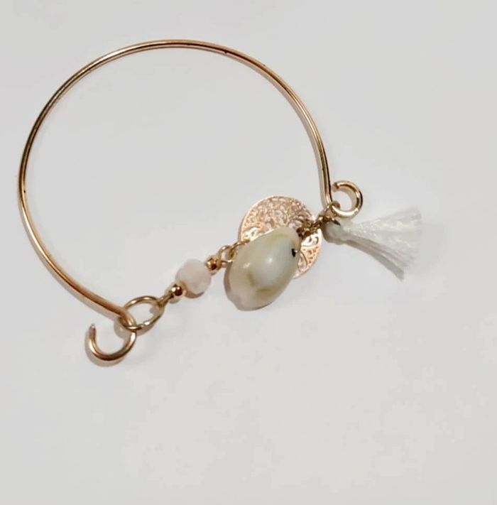 Bracelet jonc dorée coquillage moa - photo numéro 4