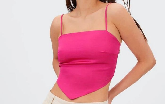 Top satiné en triangle rose - Stradivarius - photo numéro 3