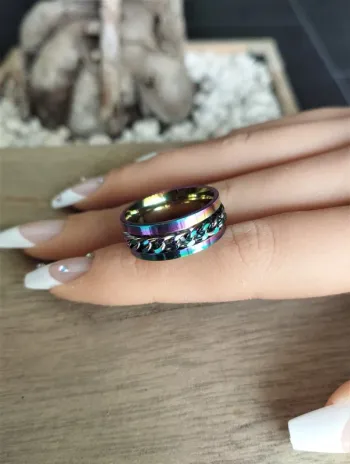 Bague acier multicolore