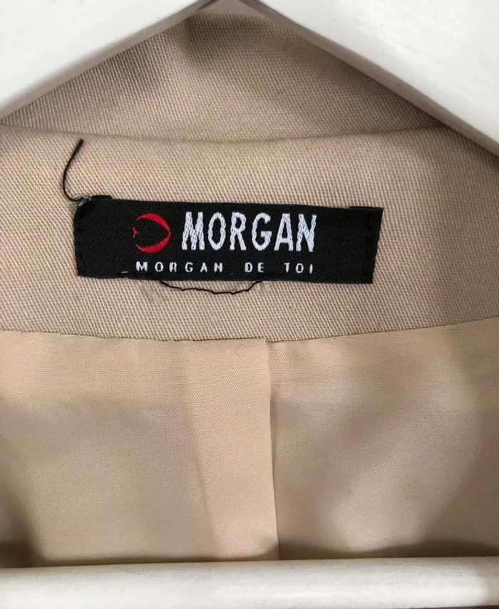 Trench beige avec boutons et ceinture tweed Morgan taille 42 excellent état - photo numéro 13