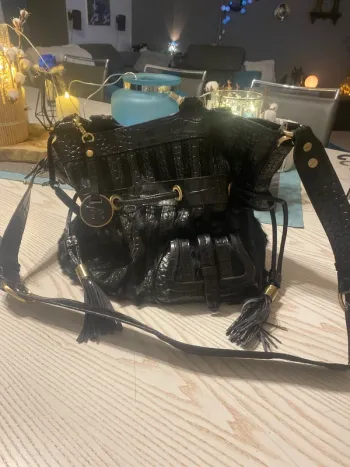 sac 1er flirt LANCEL grand model noir cuir authentique
