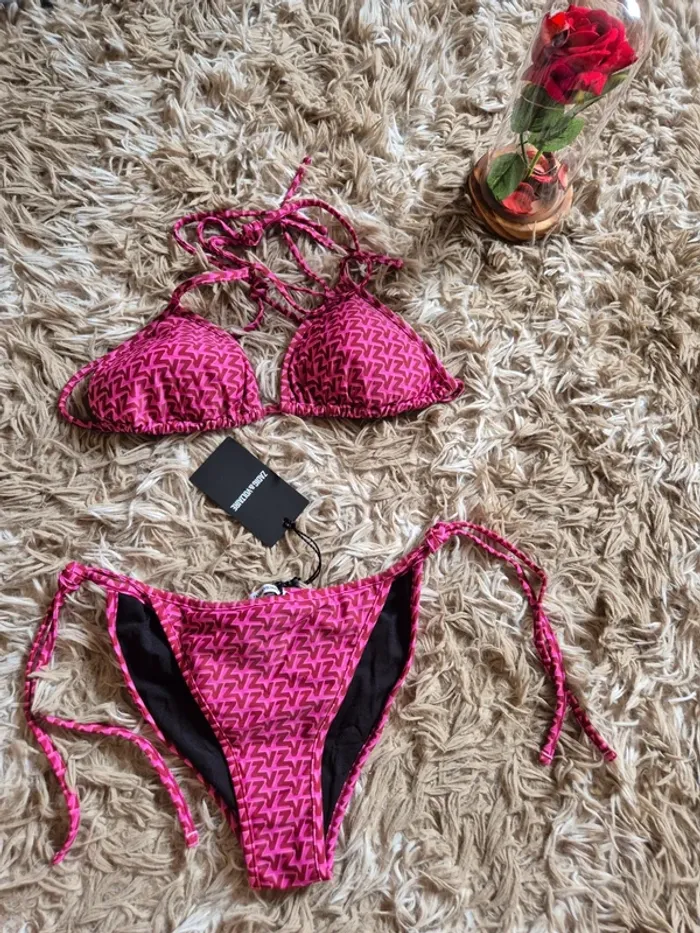Maillot de bain 2 pièces rose Zadig & Voltaire logo taille L 40 - photo numéro 2