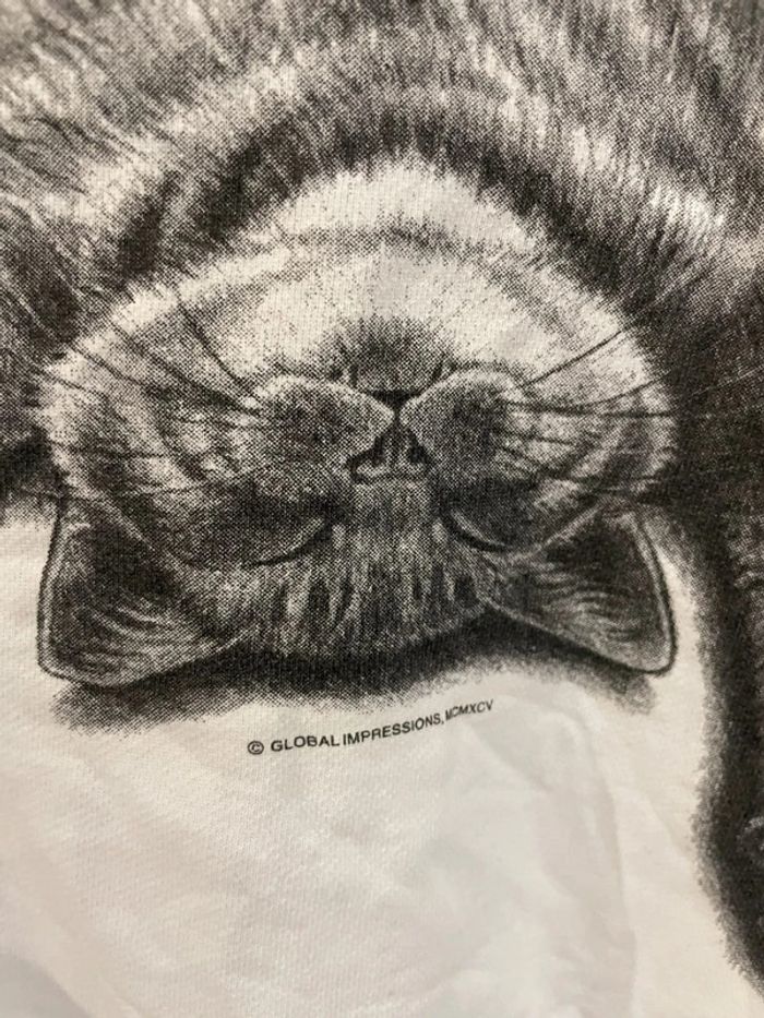 Mid-1990s "I Don't Do Mornings" Cat Print Sweater Womens Large - photo numéro 3