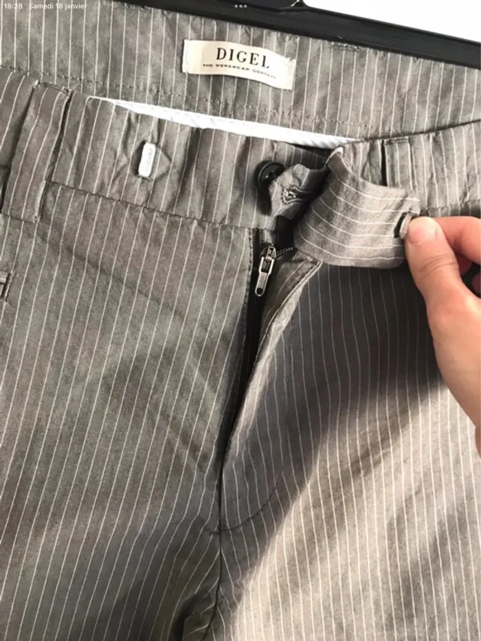 Pantalon pour homme Digel gris à rayures blanches taille 42/44 - photo numéro 3
