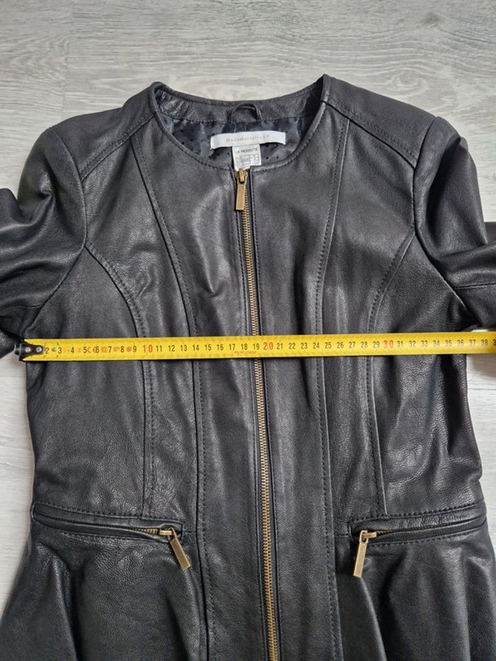 Superbe veste noire vintage en cuir de chèvre mademoiselle R La redoute taille 34 - photo numéro 5