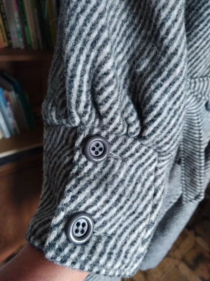 Manteau coat laine wool automne hiver vintage retro rayures - photo numéro 3