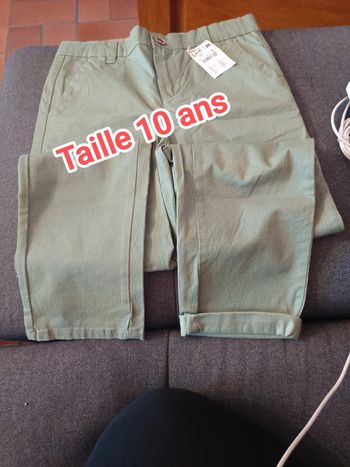 Pantalon Chino regular vert taille 10 ans