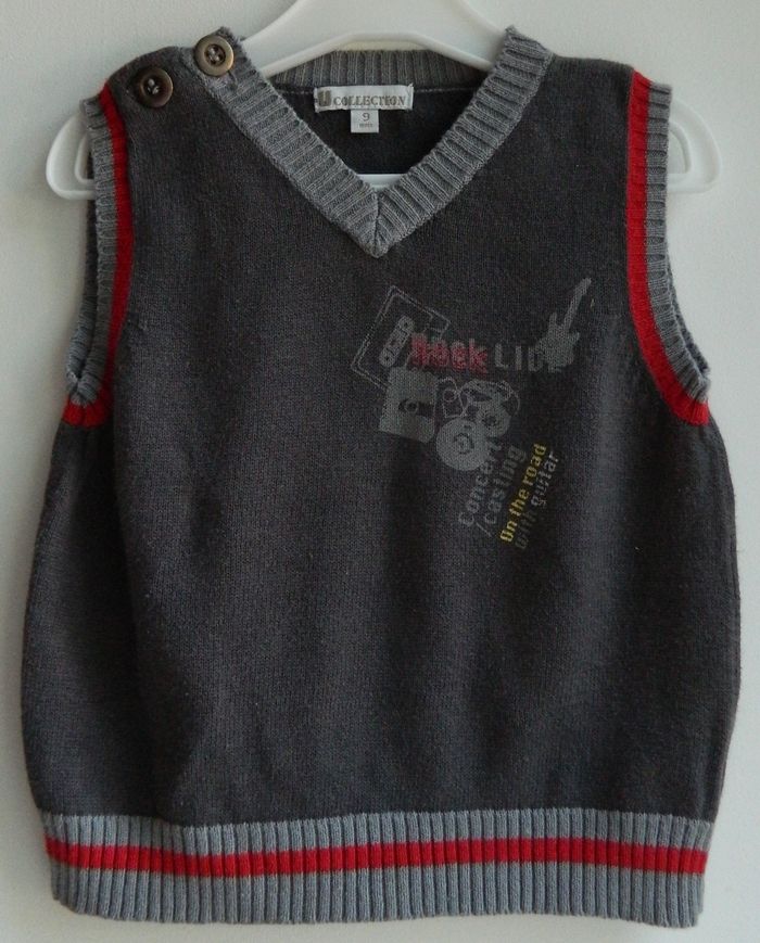 Pull sans manches T 9 mois "U collection"