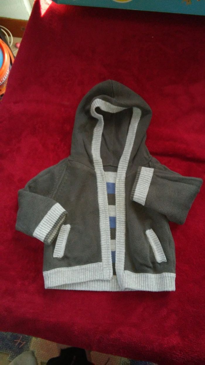 Gilet zip à capuche réversible bleu et gris rayé 9 mois garçon l'enfant do, la redoute - photo numéro 5