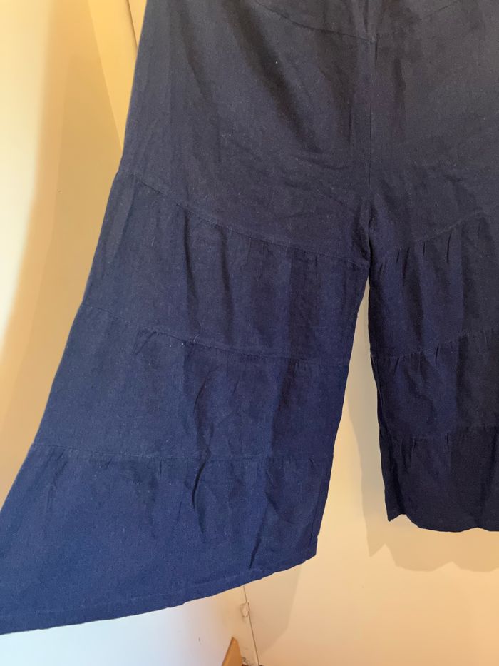 Pantalon extra large wide leg baggy bleu marine taille élastique lavish taille S - photo numéro 5