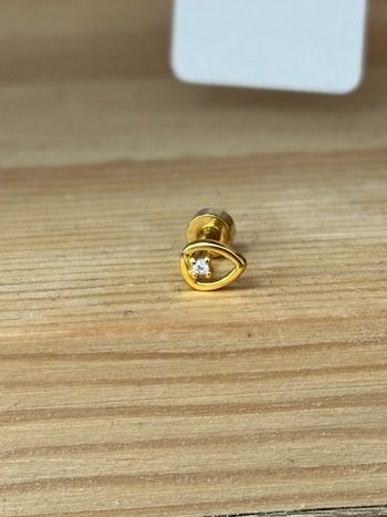 Piercing oreille doré acier inoxydable strass