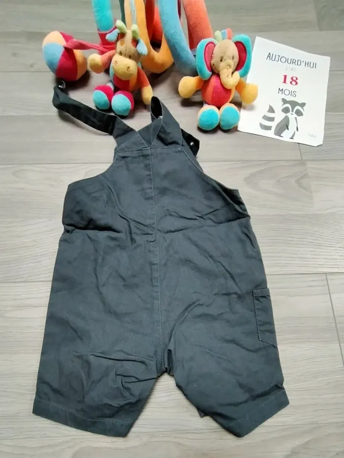 Salopette short gris foncé garçon 18 mois Plus - photo numéro 5