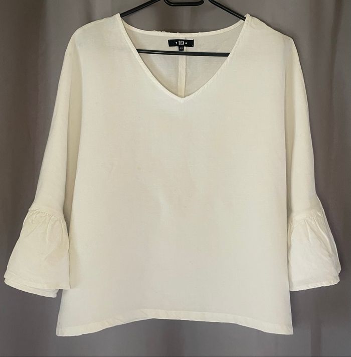 Haut en lin blanc »Tex »manches 3/4