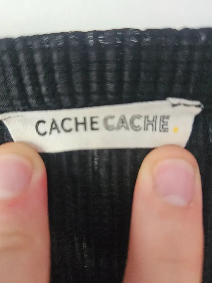 Top à épaulettes côtelé noir Cache Cache taille 38 / M - photo numéro 4