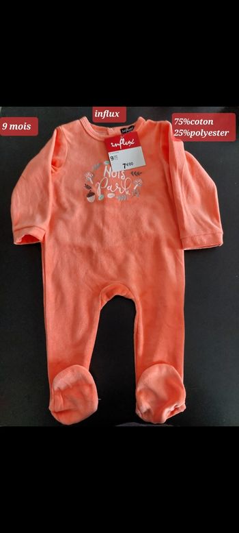 Grenouillère orange fille 9 mois 